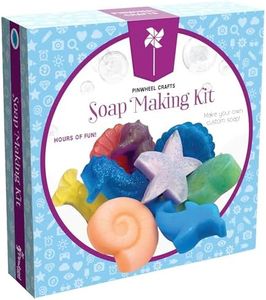 Pinwheel Crafts Soap Making Kit for Kids, DIY Complete Set with Molds, Scents, Dye, Glitter, Foaming Net - Great for Science Projects and Crafts