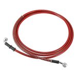 Motoforti Universal 240cm 94.49" Motorcycle Brake Clutch Oil Hose Line Pipe Hydraulic Reinforced Stainless Steel Braided Red