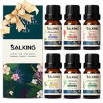 Essential Oils Gift Set, SALKING 100% Pure Aromatherapy Therapeutic Grade Scented Oils for Oil Diffusers,6 x 10 ml(Lavender, Rose, Cherry Blossom,Ylang Ylang,Gardenia,Chamomile)