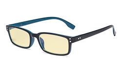 Eyekepper Blue Light Blocking Glasses with Yellow Filter Lens - Computer Eyeglasses Men Women - Black-Blue