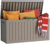 KFY 80 Gallon Waterproof Resin Deck Box, UV Resistant Outdoor Storage for Garden, Patio, Porch, Delivery, Grey