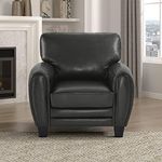 Homelegance 39"W Rubin Modern Accent Chair with Track Arms, Foam Cushions. Comfort Seating, Faux Leather Armchair, for Living Room, Bedroom, Office, Easy Assembly, Black