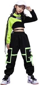 LOLANTA Little Girls Crop Top Cargo Pants Set Active Outfits Hip Hop 3PCS Dance Outfits (6-7 Black)