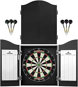 Mission Darts Dart Board Home Centre | Complete Darts Package Including Dartboard and 2 Sets of Darts (Cabinet)
