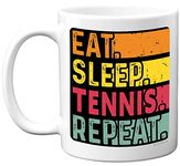 Birthday Mug Gifts for Men Women Him Her - Eat, Sleep, Tennis, Repeat - Funny Happy Birthday Present Gift for Player Sport Lovers, 11oz Ceramic Dishwasher Safe Premium Mugs