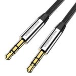 UNBREAKcable 3.5mm AUX Cable, 6.6ft/2m - [Flexible Nylon Braided] Audio Cable Auxiliary Cable, Copper Shell, compatible with Car/Home Stereos, Apple iPhone iPad, Mp3, Mp4, Computer & More - Black