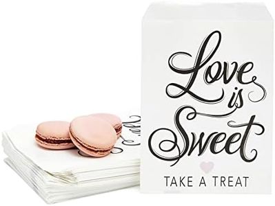 100 Pack Love is Sweet Paper Treat Bags, Party Favor Bags for Kids Goodie, Gifts, Decorations, 5x7 in