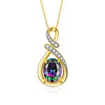 Diamond & Alexandrite/Mystic Topaz Pendant Necklace Set in Sterling Silver Stunning Designer 9x7 Colorstone