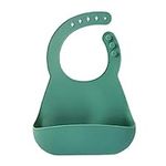 NumNum Silicone Bib for Babies & Toddlers | Waterproof, Soft, BPA Free 100% Food Grade Silicone | Self Feeding, Adjustable Fit, Unisex (Glacier Green)