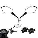 SacJkt Universal Motorcycle Mirrors, Metal Handlebar End Mirror, 1 Pair ABS Plastic Motorcycle Mirrors with Mirror Mount, for Scooter Sport Bike (Black)