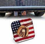 Beabes Trailer Hitch Cover for 2" Receivers American Flag, Vintage Baseball Bat Glove Ball USA Flag Receiver Tube Hitch Plug Towing Hitch Covers Truck Hitch Accessories for Sedans Cars SUVs