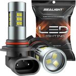 SEALIGHT 9006/HB4 LED Fog Light Bulbs, 6000K Xenon White, 27 SMD Chips, 360-degree Illumination, Non-polarity, Pack of 2