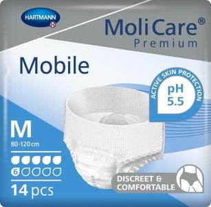 MoliCare Premium Mobile Einweghose: Diskrete Anwendung bei Inkontinenz für Frauen und Männer; 6 Tropfen, Gr. M (80-120 cm Hüftumfang), 14 Stück