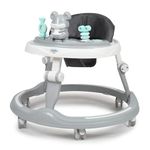 Amazon Brand - Supples Baby Walker (Musical) | Kids Walker with Toys | Baby Walkers for Boys & Girls 9+ Months | Adjustable Height Walker with RGB Lights | Birthday Gift for 1 Year Old | Grey & White