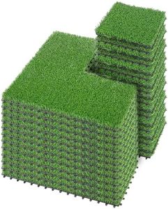 PrimeZone 216 Packs Interlocking Artificial Grass Tiles - 12"x12" Turf Outdoor Indoor Fake Grass Deck Flooring Set for Patio, Balcony, Backyard