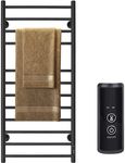 JSLOVE Towel Warmer Wall Mounted Heated Towel Racks with Built-in Timer, Plug-in/Hardwired Stainless Steel Hot Towel Rack, Heated Drying Rack Brushed Polish (Black, 12 Bars)