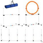 PawHut 3 Piece Pet Agility Training Equipment Dog Play Run Jump Obedience Training Set Adjustable (Pole + Hoop + Hurdle)