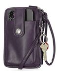 Mundi Jacqui RFID Blocking Crossbody Wallet Bag for Women, Compact Travel-Size Cell Phone Holder Purse - Vegan Leather, (Purple), One Size