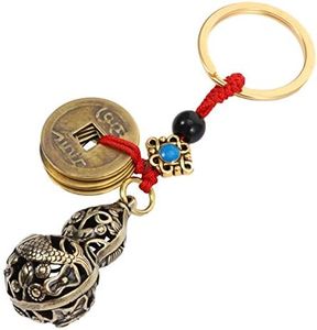 EXCEART Gourde Chinoise WU Lou Porte-Clés avec des Pièces de Monnaie Feng Shui Ornement Calebasse Porte-Clés Décorations pour Réussir en Toute Sécurité Richesse Et Bonne Chance