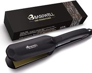 Basuwell Professional Hair Straighteners Wide Plates for Thick Hair Five-Speed Temperature Control Voltage Salon Fast Hair Styler UK Plug, Black