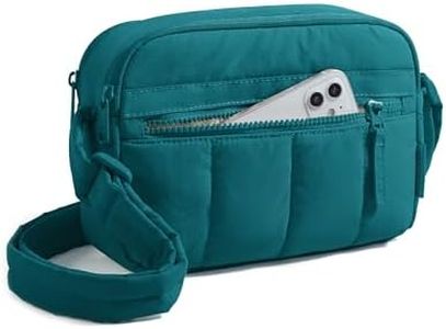 BAGSMART Cross Body Purse, Mini Crossbody Bags for Women Travel Purse, Puffy Shoulder Handbag Wallet with RFID Blocking Slots, Botanical Green