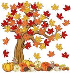 74 Pcs Classroom Tree Whimsy Bulletin Board Set, Spring Summer Fall Thanksgiving Halloween Themed Cutouts with Maple Leaf Pumpkin for Bulletin Boards, Chalkboards, Wall Décor, Classroom Decorations