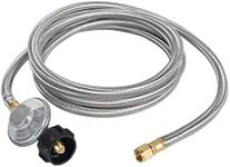 GasSaf 6 Feet Propane Regulator and Hose Universal Grill Regulator with Stainless Steel Braided Hose for QCC1 Low Pressur LP Gas Grill, Heater and Fire Pit Table,3/8" Female Flare Nut