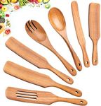 Spurtles Kitchen Tools As Seen On TV, 7Pcs Wooden Spurtle Set Spatula Set, Natural Premium Acacia Wooden Spoons for Cooking Heat Resistant Cooking Utensil for Nonstick Cookware, Salad, Mixing, Serving