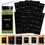 GPOVVIMX 191 Spice Jar Labels Preprinted Minimalist Stickers - Matte Black Waterproof Label - Fit Round or Rectangle Spice Jars - Herb Seasoning Kitchen Pantry Labels