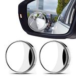 2 Pcs Blind Spot Mirrors, 360° Rotate Sway Silver Round Curved Convex Wide Angle Mirror, Waterproof HD Crystal Glass Blindspot Mirrors for Car, SUV Trucks Traffic Safety