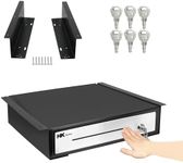 HK SYSTEMS 16" Heavy Duty Black "Push" Open Cash Drawer, 5B5C with Under Counter Mounting Metal bracket