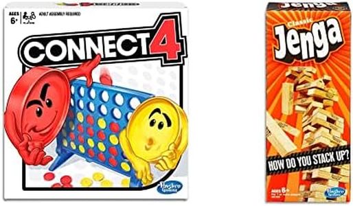 CONNECT 4 - Classic Four in a Row Game - Board Games and Toys for Kids, Boys, Girls - Ages 6+ & Jenga Game - Classic Strategy Games with Wooden Blocks - 1 or More Players