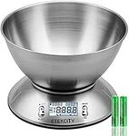 Etekcity Electronic Kitchen Scales with Stainless Steel Mixing Bowl, Timer and Temperature Sensor, Digital Wet and Dry Food Weighing Scale for Cooking and Baking-11lb/5kg