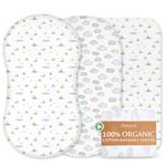 Sweave Organic Moses Basket Sheets Fitted (2-Pack) - 100% GOTS Certified Bassinet Sheets, Breathable Cotton Sheets - Compatible with Moses Baskets and Most Bassinets (84x40 cm)