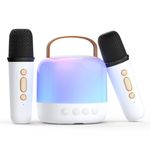 Mini Karaoke Machine with 2 Wireless Microphones for Kids Adults, Portable Bluetooth Mini Karaoke Microphone Singing Speaker with Colorful Light, Gifts Toys for Girls Boys Birthday, Family, Home Party