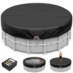 LXKCKJ 15 Ft Round Pool Covers for Above Ground Pools,Upgrade Solar Pool Cover Protector with Pool Accessories Increase Stability, Hot Tub Stock Tank Cover Ideal for Waterproof and Dustproof (Black)