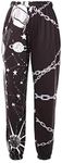 XFLnaraz Women's Fashion Printed Jogger Pants Elastic Waist Color Block Street Loose Sweatpants with Pockets (D-Black Star, S)