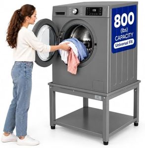 Washer and Dryer Pedestal - 27" W, 16" H, Gray Steel Universal Fit with Major Brands, Leak-Proof Laundry Pedestal with Drain Pan & Hose, Washer and Dryer Stand for Back Pain Relief, 800 lbs Capacity
