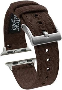 BARTON WATCH BANDS - Chocolate Brown Canvas Watch Bands Compatible with Apple Watch Models - 1, 2, 3, 4, 5, 6, 7, 8, 9, 10, SE, Ultra & Ultra 2 - (38mm/40mm/41mm)