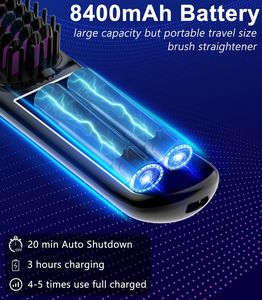 Cordless Hair Straightener Brush – Portable Heated Styling Tool