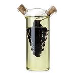 Twine Living 2-In-1 Oil & Vinegar Dispenser Cruet Bottle with Cork Stoppers, Hand Blown Glass 2.5x6.5x4.25