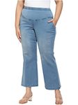 AMYDUS Plus Size Flared High-Waist Pull-on Jeans for Women | Sizes 36 to 54 Inches | Tummy Shaping Belt | Stretchable | 2 Pockets | Plus Size Jeans for Women Light Blue