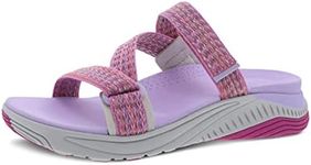 Dansko Rosette Slip-On Sport Sandal for Women - Lightweight EVA Midsole and Rubber Outsole - Natural Arch Technology For Added Support - Hook and Loop Closure, Fuchsia Multi, 10.5-11