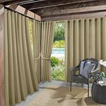 Sun Zero Marina Indoor/Outdoor UV Protectant Energy Efficient Grommet Curtain Panel, 54" x 84", Khaki