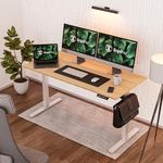 ErgoYou Electric Height Laminated Adjustable Table Motorized Ergonomic Sit Stand Desk - 80 Kgs Max Weight Capacity - Sm4 Series - 600 X 1200 Mm - Maple Laminate Table Top