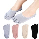 Toe Socks No Show Cotton Low Cut Five Finger Socks Athletic for Women by Meaiguo (Mesh-4 pairs)