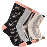 CityComfort Socks Women Multipack of Stretchy Breathable Calf Length Crew Socks Women and Teens Sports Retro Vintage Style Ankle Socks (Cream/Grey, 4-7 UK)