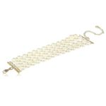 Estele 24kt Gold Plated Four Line White Pearls Bracelet for Women with Lobster Clasp