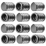 Tire Valve Stem Cap Cover - (12 Pack) Tire Air Caps Metal with Plastic Liner Corrosion Resistant Leak-Proof for Car Truck Motorcycle SUV and Bike Grey