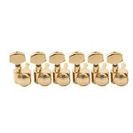 Musiclily Pro 6-in-line 2-pins Full Metal Guitar Locking Tuners Machine Heads Tuning Pegs Keys Set for Fender Strat/Tele, Gold